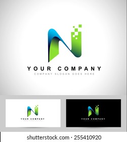 Letter N Logo Design. Creative letter n vector icon with business card template.