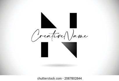Letter N logo Design with Handwritten Name and Black Colors. Creative N letter Icon Vector for personal Logo Branding