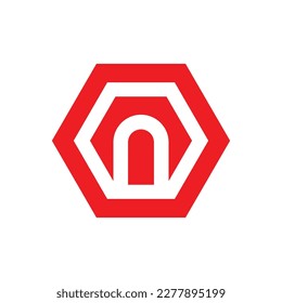 Letter n logo design, hexagon shape logo icon vector