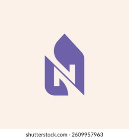 Letter N logo design with house theme. Vector