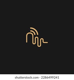 Letter N logo design icon, N Wave concept vector,
