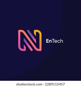Letter N logo design idea with tech concept