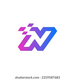 Letter N logo design, initial N digital logo