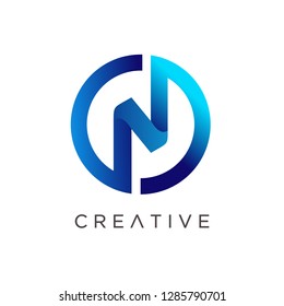 Letter N Logo Design, Modern N Logo, Letter N with Circle