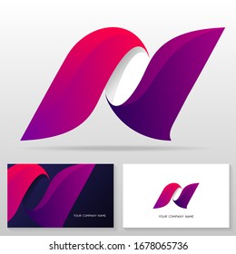Letter N logo design – Modern colorful vector emblem. Business card templates. Stock vector illustration.