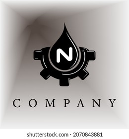 Letter N logo design with oil and gear