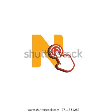 Letter N Logo Design on Touchscreen Vector Template