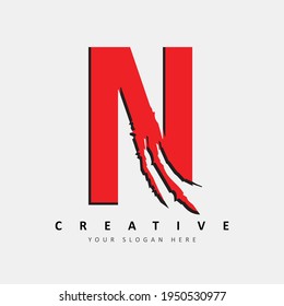 Buchstabe N Logo-Design mit Vektorgrafik-Aufschrift in Rot-Kreuz