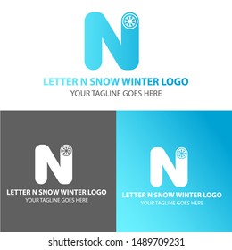 Letter N Logo Design With Snow icon. Modern Logo  Design. 