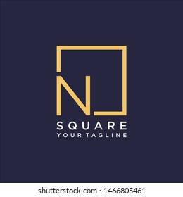 letter N Logo design with square frame line art. business consulting concept. studio icon - vector
