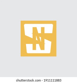 Letter N Logo Design With Square