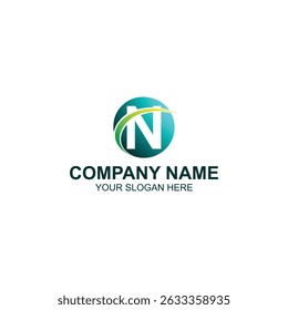 letter n logo design for technology or internet icon with creative vector illustration