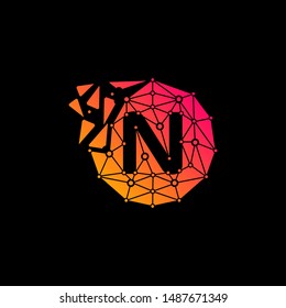 letter N Logo Design Template. technology digital logo. connect concept. negative space concept. network icon -vector