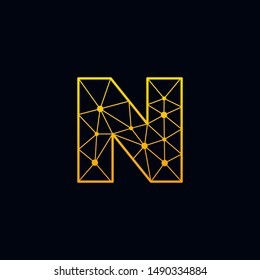 Letter N Logo Design Template. Network Connection Artificial Intelligence Technology. Technology Digital logo with element dot , circuit, line, chip, concept. network icon, connect concept - Vector