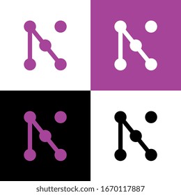 Letter N logo design template, dot connection concept