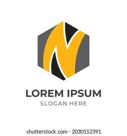 letter N logo design template concept vector with flat colorful style