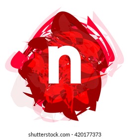 Letter N, logo design template element, little letter on red abstract, font style, vector illustration