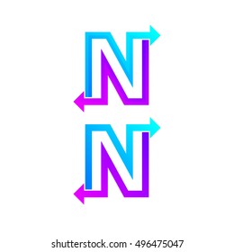 Letter N logo design template. Arrow creative sign