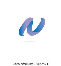 Letter N logo. Design template elements, curved lines, ribbon