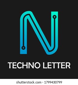 Letter n  logo design template,Technology abstract dot connection cross vector logo icon circle logotype