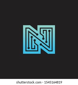 Letter N logo design template,technology,electronics,digital,logotype