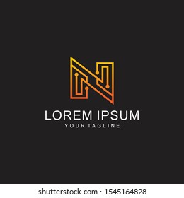 Letter N logo design template,technology,electronics,digital,logotype