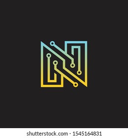 Letter N logo design template,technology,electronics,digital,logotype