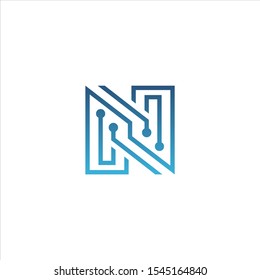 Letter N Logo Design Templatetechnologyelectronicsdigitallogotype Stock ...