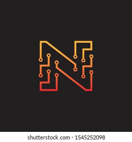 Letter N logo design template,technology,electronics,digital,logotype