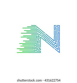 Letter N logo design template,technology,electronics,digital,logotype