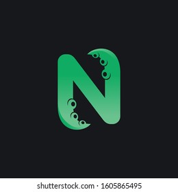 Letter N Logo Design with Tentacle Element