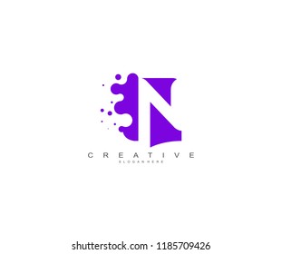 Letter N Logo Design Vector with Abstract Square Shape Dots