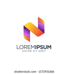 Letter N Logo Design vector illustration, colorful logo