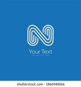 Plantilla vectorial de diseño con logotipo de letra N. Logotipo de líneas de letra