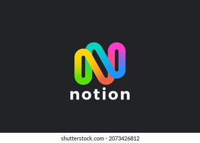 Letter N Logo Design vector template Media Corporate Linear Outline style. Colorful Logotype concept symbol icon