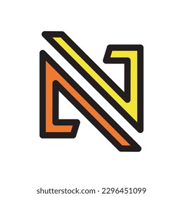 Letter N logo design vector template sign icon.
