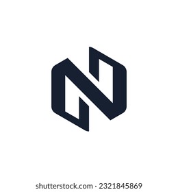 Letter N Logo Design Vector Template Cube Shape Modern