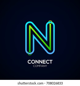Letter N Logo Design,Circle shape, Link, Technology and digital, connection vector logotype
