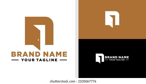 LETTER N LOGO DOOR NEGATIVE SPACE EDITABLE