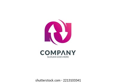 Letter N logo with up and down arrows