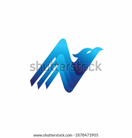 letter N logo with eagle concept