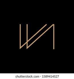 the letter n logo, with an elegant, simple and unique gold-texture line art. black background for company and design needs. modern template.