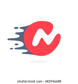 Letter N logo with fast speed water, fire, energy lines. Vector elements for sportswear, t-shirts, labels or posters.