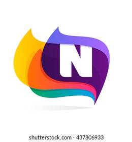 Letter N logo in feather or flags icon. Colorful vector design for banner, presentation, web page, app icon, card, labels or posters.