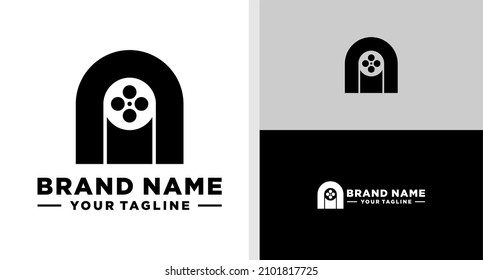 LETTER N LOGO FILM ROLL NEGATIVE SPACE EDITABLE