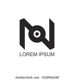 letter n logo with flat black color