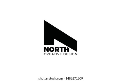 Letter N logo formed north symbol with solid black color