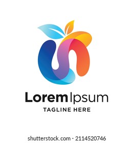 letter N logo with fruit concept
