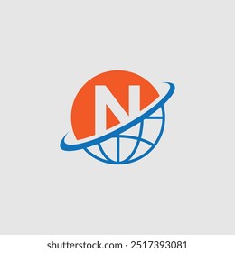 letter N logo for global earth world Pangea vector, Globe with letter N vector design	