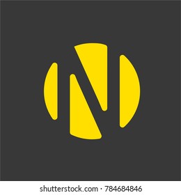 letter N logo with gold color